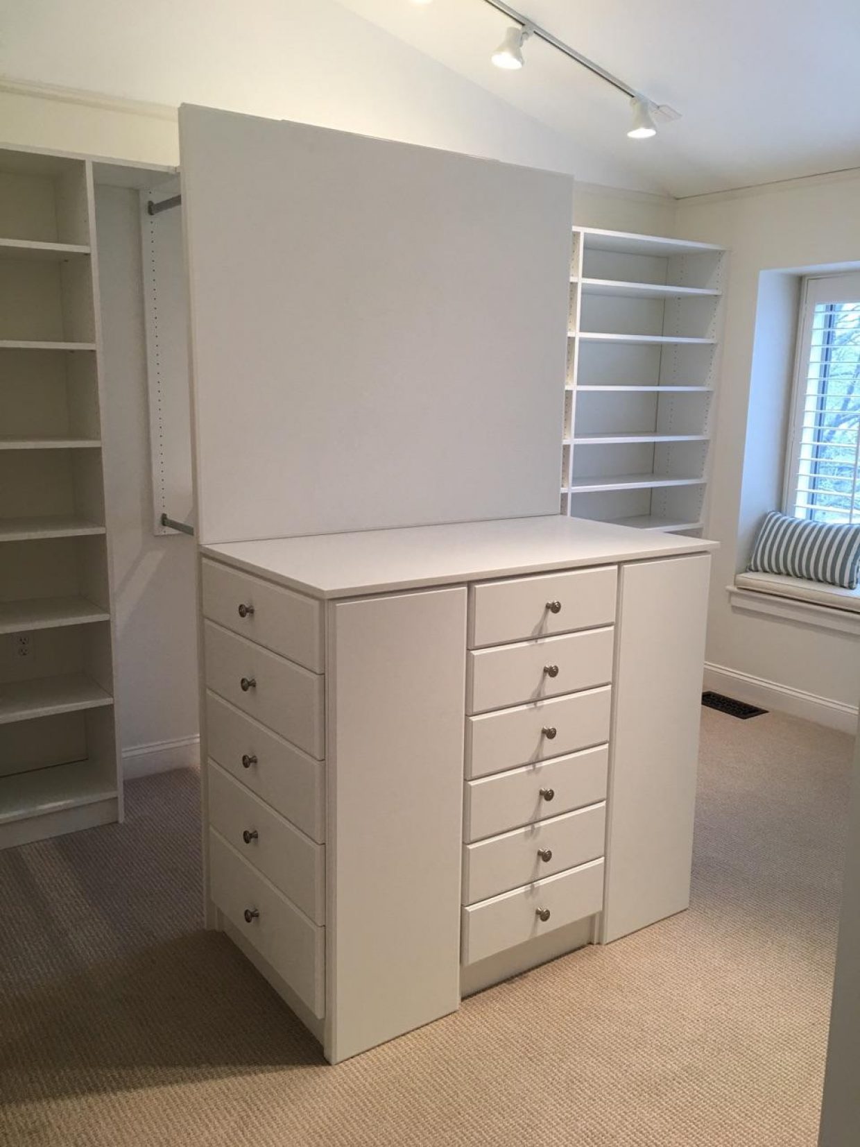 Master Closet in White with Custom penninsula