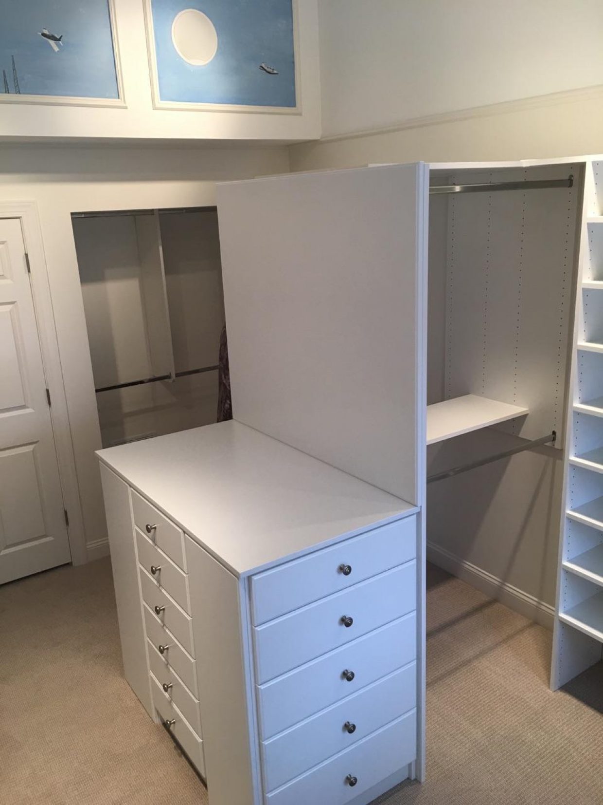 Master Closet in White with Custom penninsula