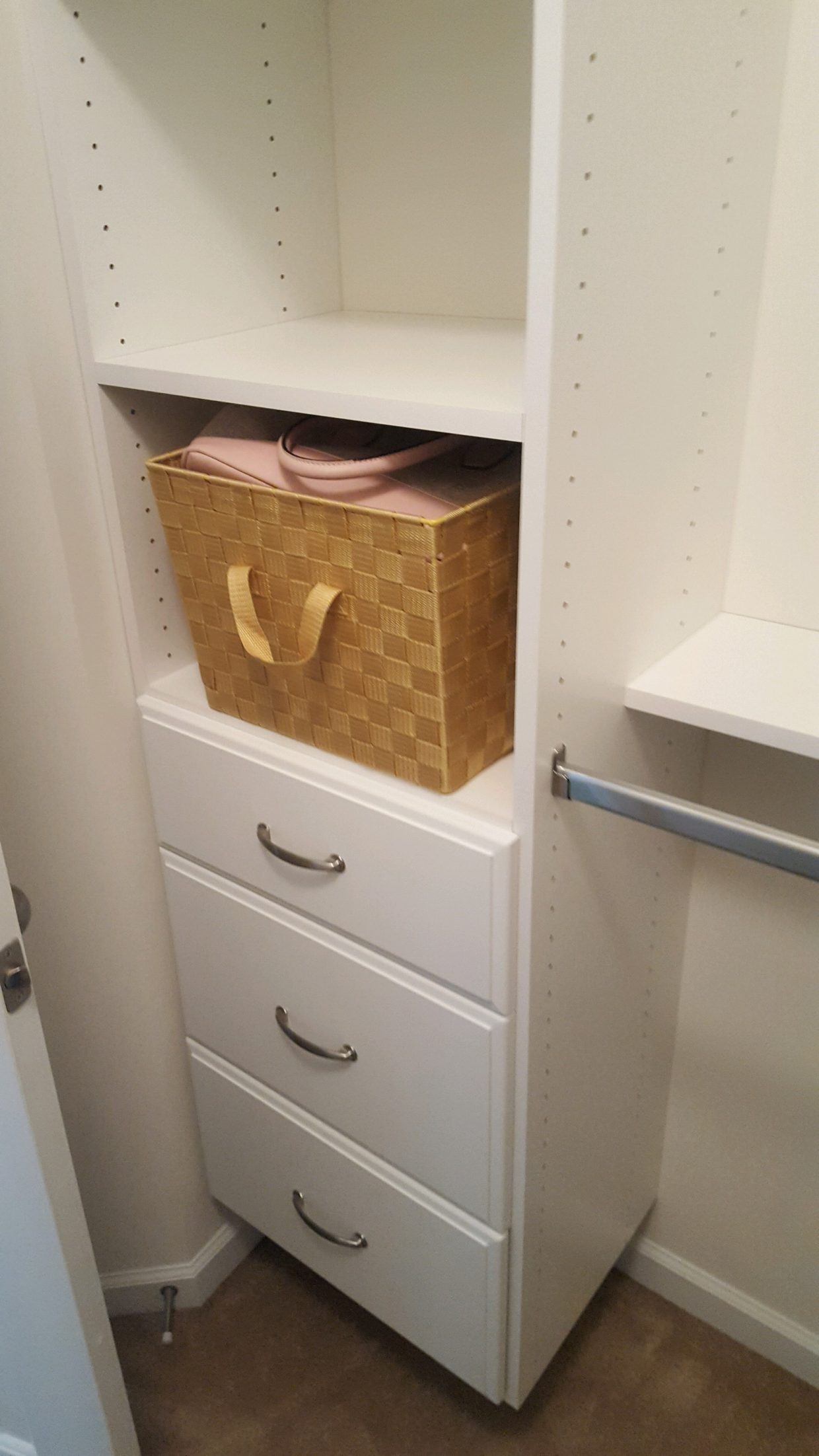 white closet drawer unit